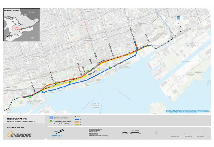 NPS 20 Pipeline Replacement Cherry to Bathurst Project map