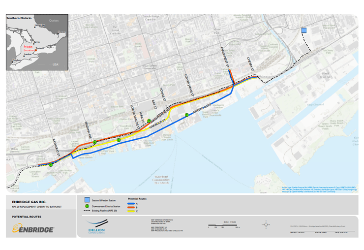 NPS 20 Pipeline Replacement Cherry to Bathurst Project map