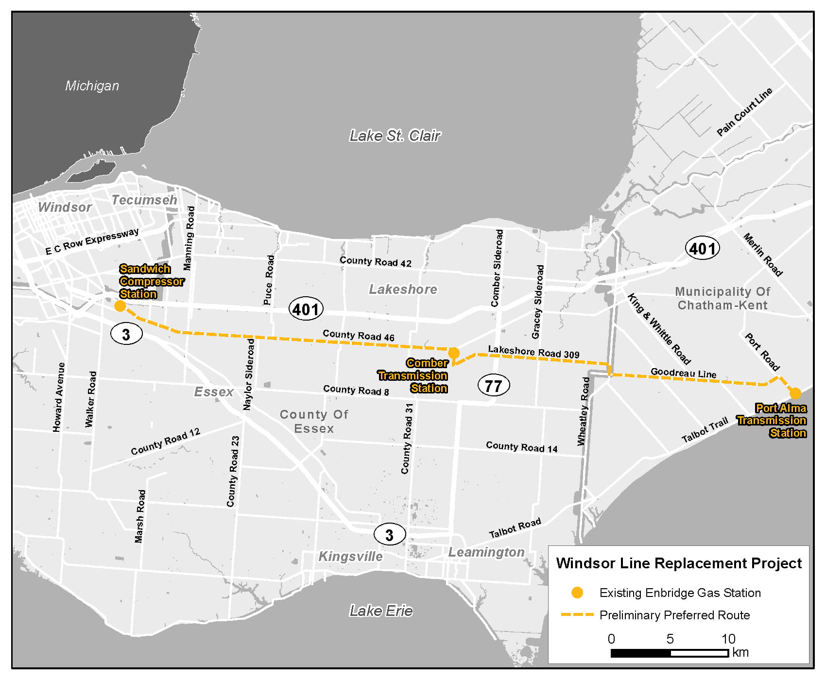Windsor line replacement project map