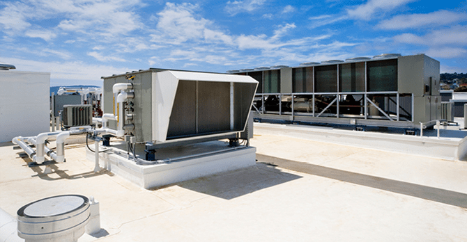 Make-up air unit on a rooftop.
