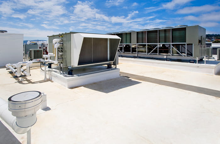 Make-up air unit on a rooftop.