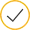 A grey checkmark enclosed in a gold circle.