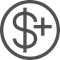 Dollar sign with a plus symbol icon