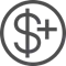 Dollar sign with a plus symbol