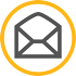 An opened email enclosed in a gold circle.