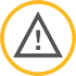 A gold and gray warning sign with an exclamation mark, serving as a visual alert for potential hazards.