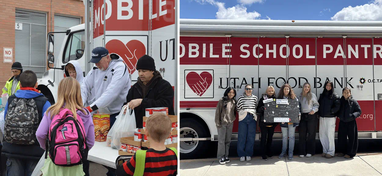 Collage of Enbridge employees volunteering in the community