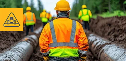 Technicians repairing underground gas pipelines