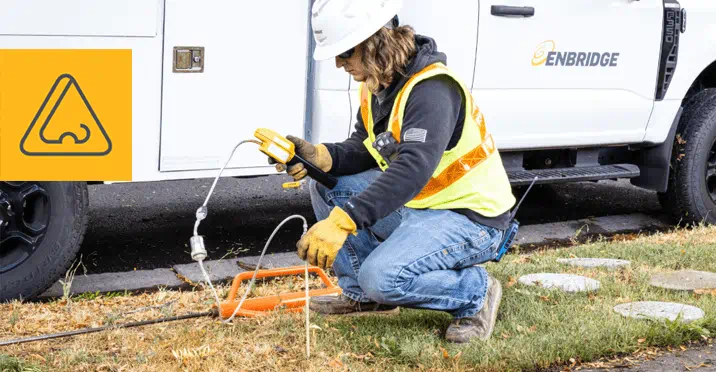 Enbridge Gas Technician checking gas leak in the ground