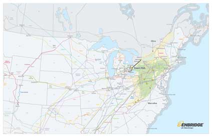 North America pipelines map