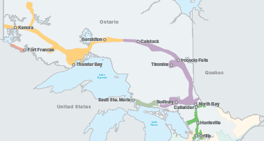 North Ontario distribution area map