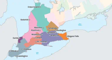 Southern Ontario distribution area map