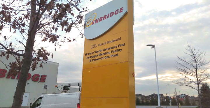 Enbridge’s outdoor corporate signage with logo.