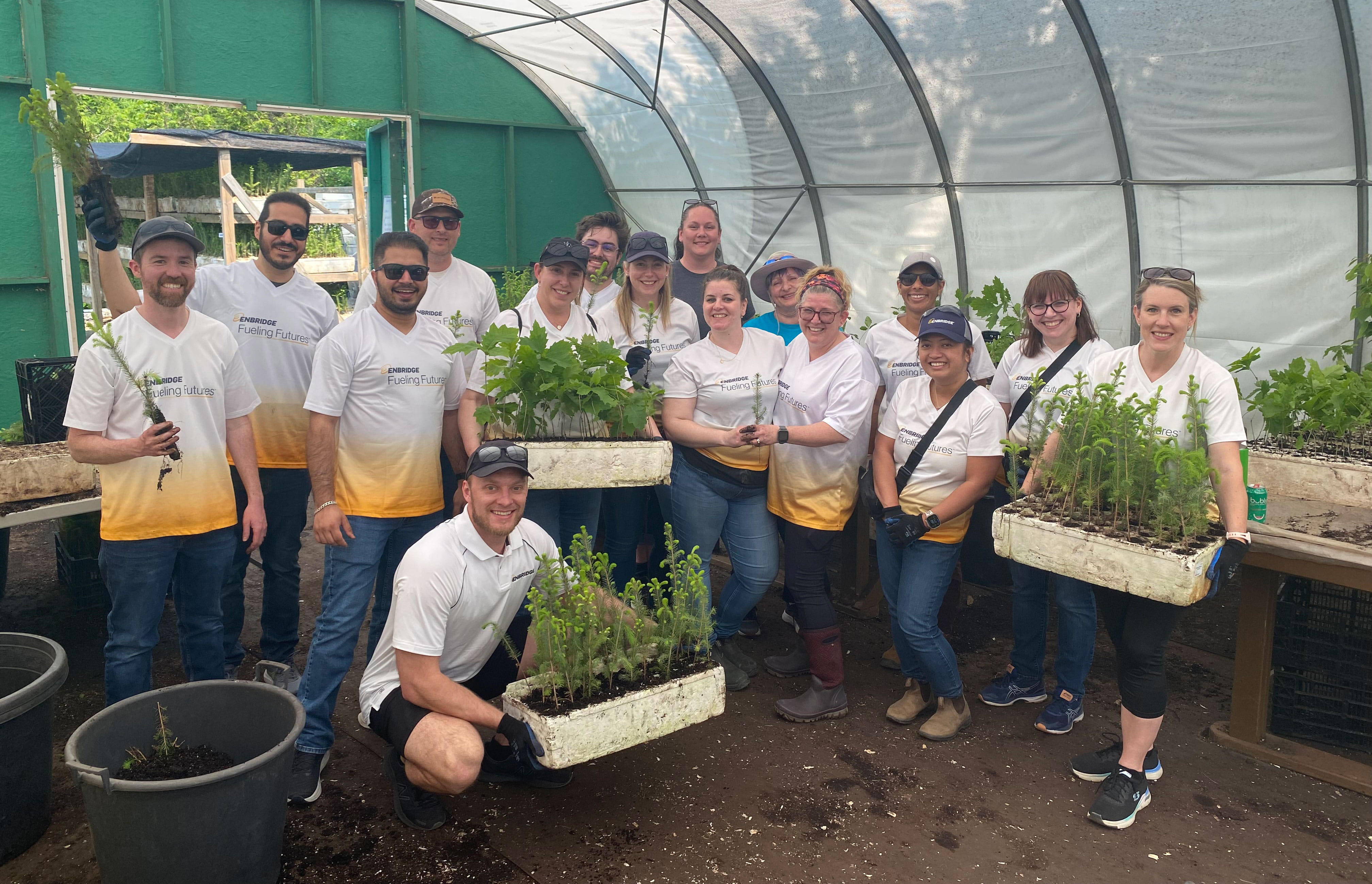 Enbridge Gas employees volunteering at greenhouse