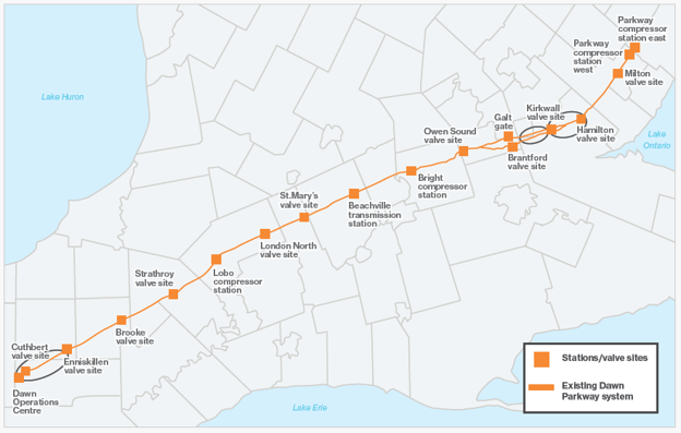 Dawn Parkway System Renewal Project Pipeline Map
