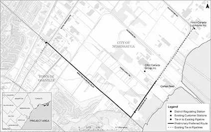 Map for Mississauga Reinforcement Project