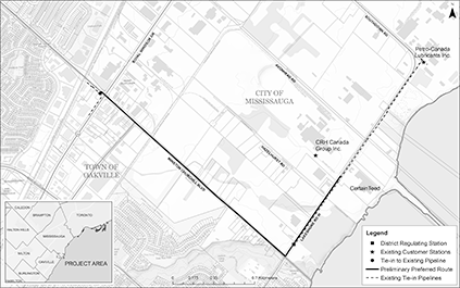 Map for Mississauga Reinforcement Project