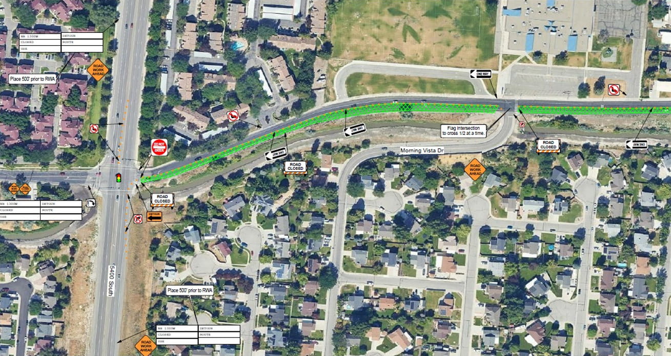 Map showing construction activities in phase 1