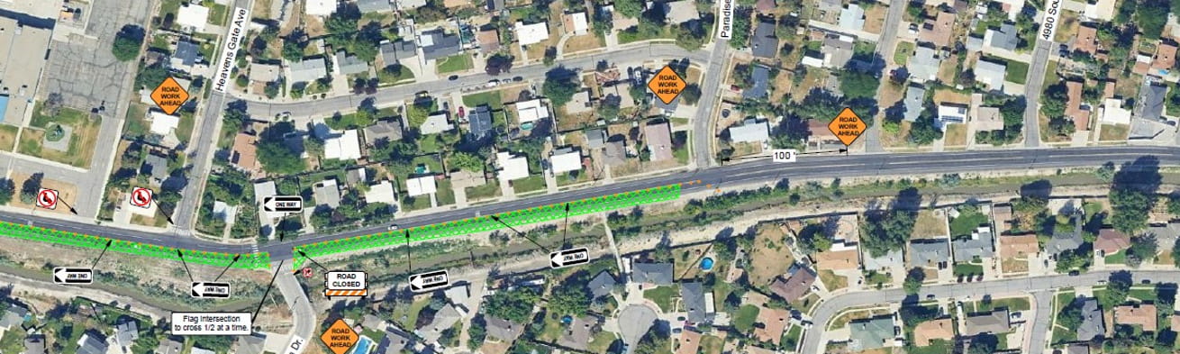 Map showing construction activities in phase 1