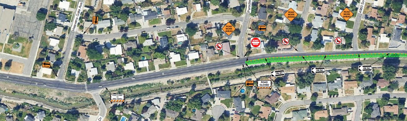 Map showing construction activities in phase 2