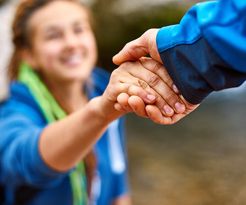 A person getting help