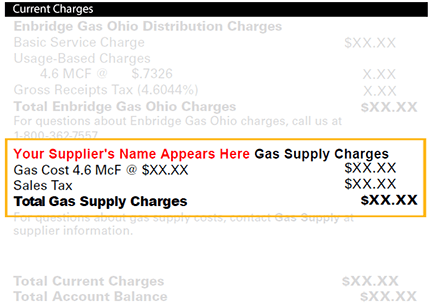 Showing where Energy Choice Agreement (ECA) appears on your bill
