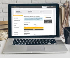 Laptop showing how you can manage your account online with MYA