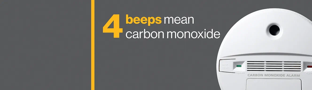 4 beeps mean carbon monxide