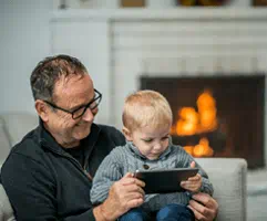 family enjoying natural gas heated home