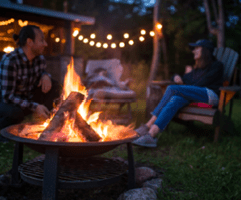 Family enjoying outdoor campfire