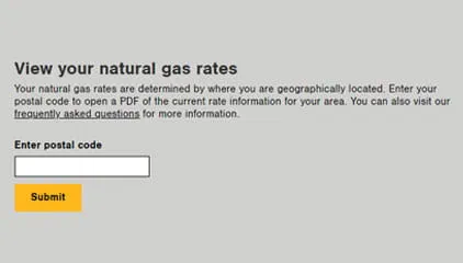 Natural gas rates lookup