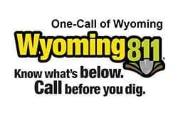 One-call of Wyoming 811 logo. Know what's below. Call before you dig.