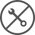 Crossed out wrench icon